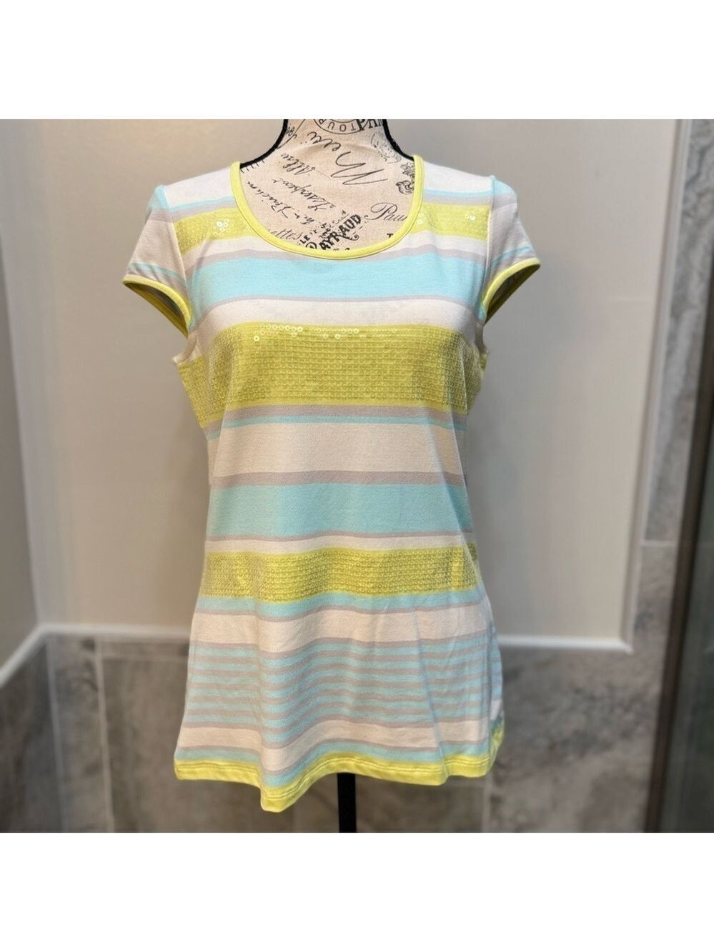 Striped Short Sleeve Women's Top